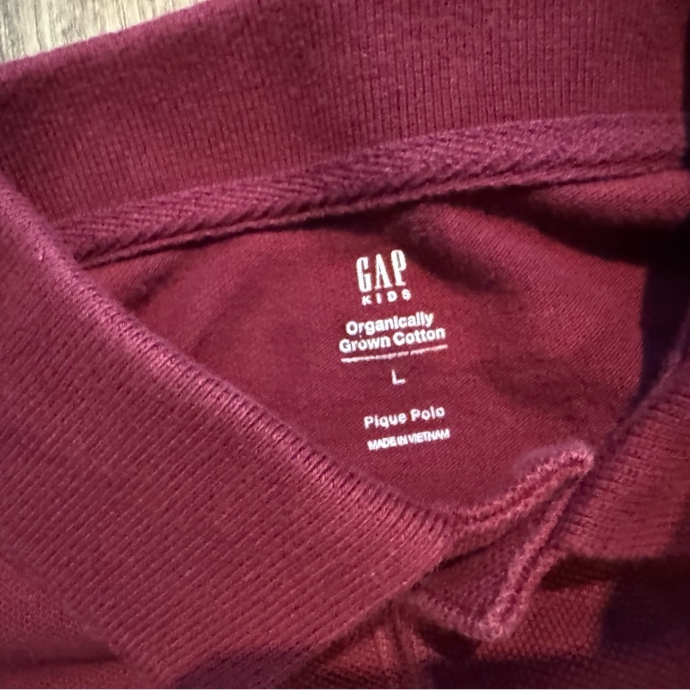 GAP Kids Burgundy Polo Shirt Size Large 10/12 - Picture 2 of 5